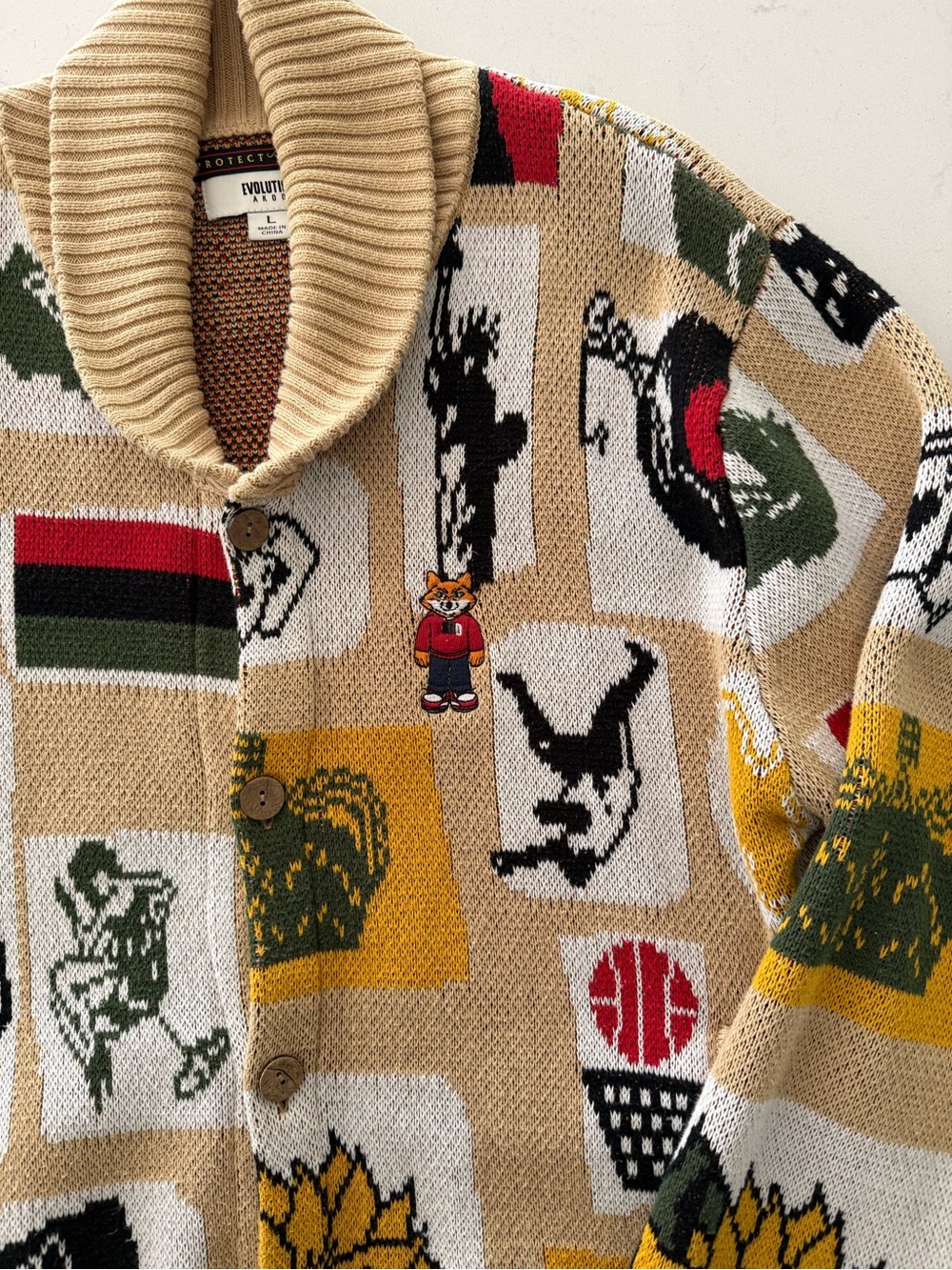 Akoo Protect Ya Neck  Graphic Shawl-Collar Men’s Cardigan